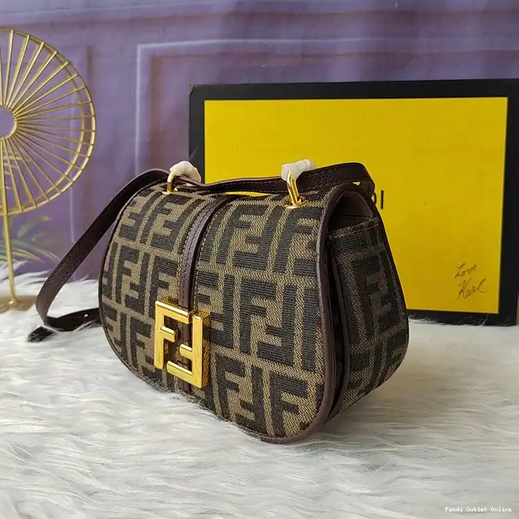 Cheap FF Mini Brown C'mon Motif Bag Fabric In Fendi 0427